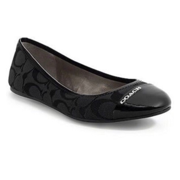 Coach Shoes - Coach Darena Black Canvas Logo Ballet Flats